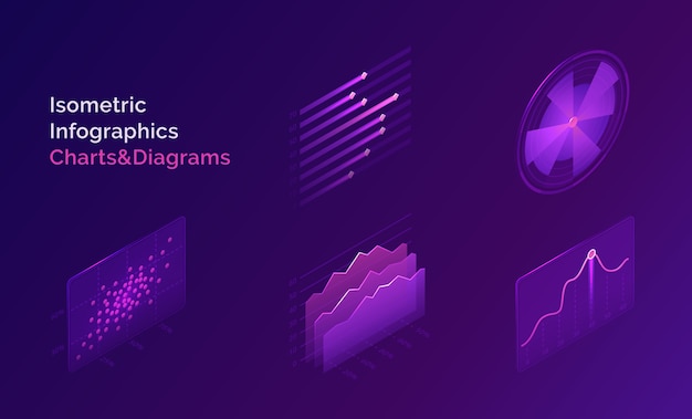 Gráficos y diagramas de infografía isométrica.