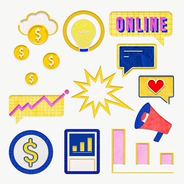 Gráficos de negocios coloridos para conjunto de marketing
