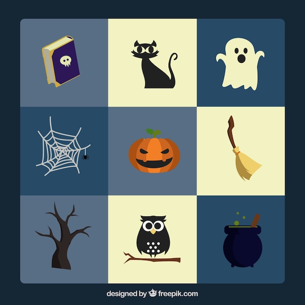 Vector gratuito gran colección de artículos para halloween