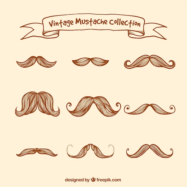 Vector gratuito gran colección de bigotes vintage