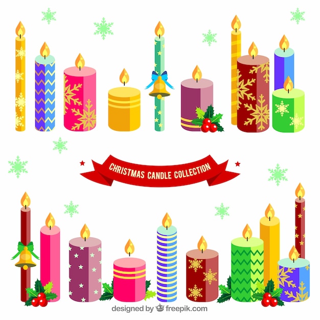 Vector gratuito gran colección de hermosas velas de navidad