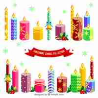 Vector gratuito gran colección de hermosas velas de navidad