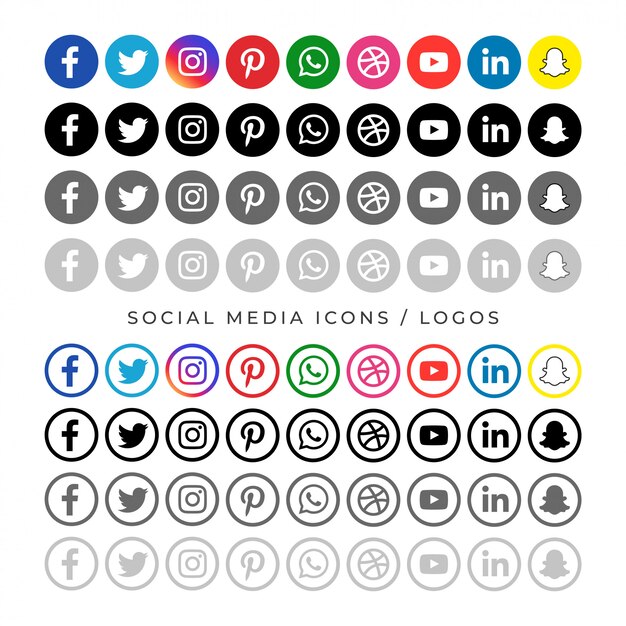 Gran colección de logotipo de redes sociales.