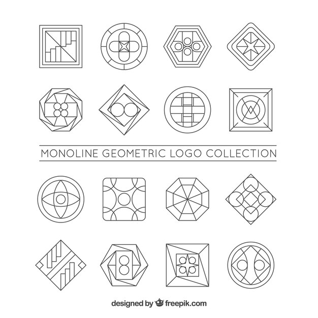 Gran colección de logotipos monoline