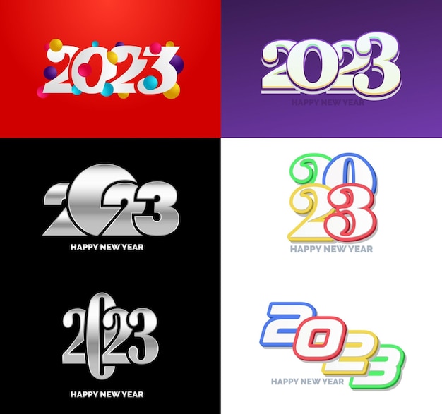 Vector gratuito gran colección de símbolos de feliz año nuevo 2023 portada del diario de negocios para 2023 con deseos vector ilustración de año nuevo