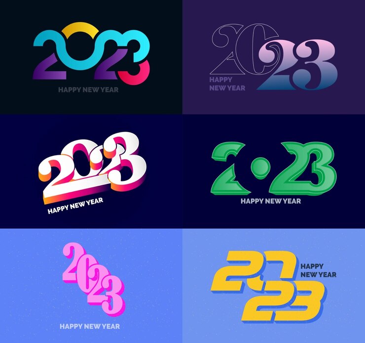 Vector gratuito gran colección de símbolos de feliz año nuevo 2023 portada del diario de negocios para 2023 con deseos vector ilustración de año nuevo