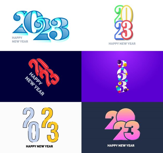 Gran colección de símbolos de Feliz Año Nuevo 2023 Portada del diario de negocios para 2023 con deseos Vector Ilustración de Año Nuevo