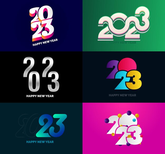 Gran colección de símbolos de Feliz Año Nuevo 2023 Portada del diario de negocios para 2023 con deseos Vector Ilustración de Año Nuevo
