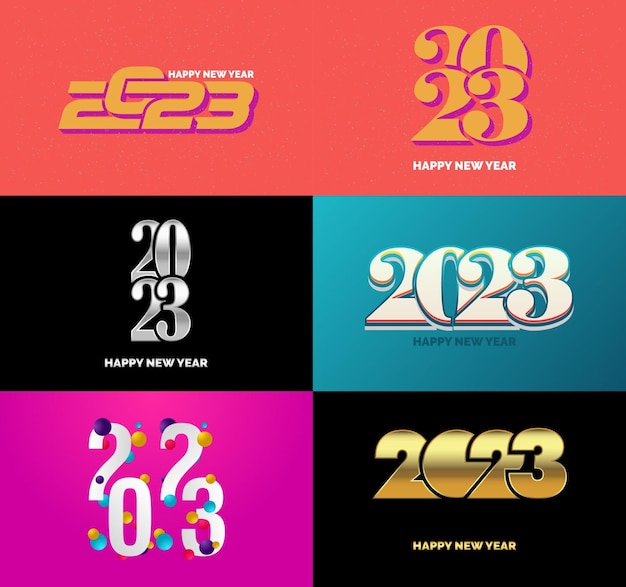 Vector gratuito gran colección de símbolos de feliz año nuevo 2023 portada del diario de negocios para 2023 con deseos vector ilustración de año nuevo