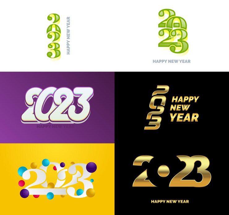 Vector gratuito gran colección de símbolos de feliz año nuevo 2023 portada del diario de negocios para 2023 con deseos vector ilustración de año nuevo