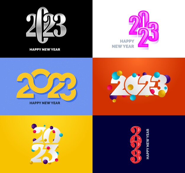 Gran colección de símbolos de Feliz Año Nuevo 2023 Portada del diario de negocios para 2023 con deseos