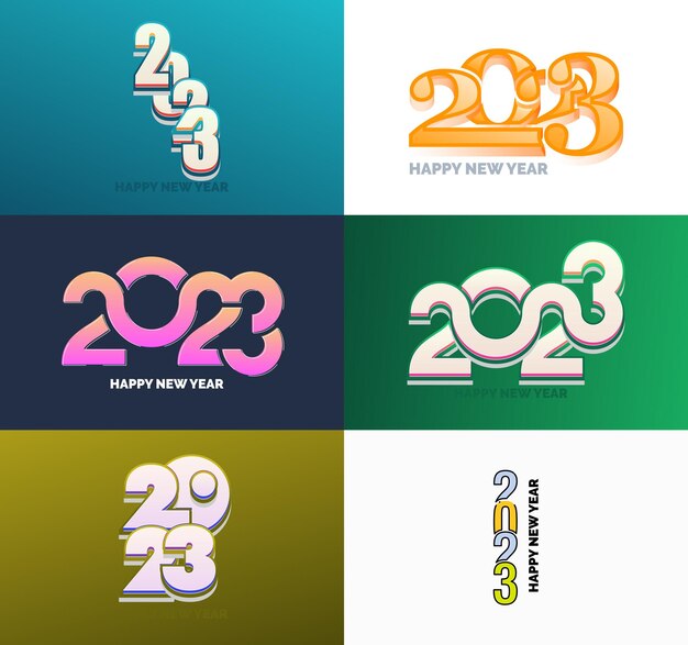 Gran colección de símbolos de Feliz Año Nuevo 2023 Portada del diario de negocios para 2023 con deseos