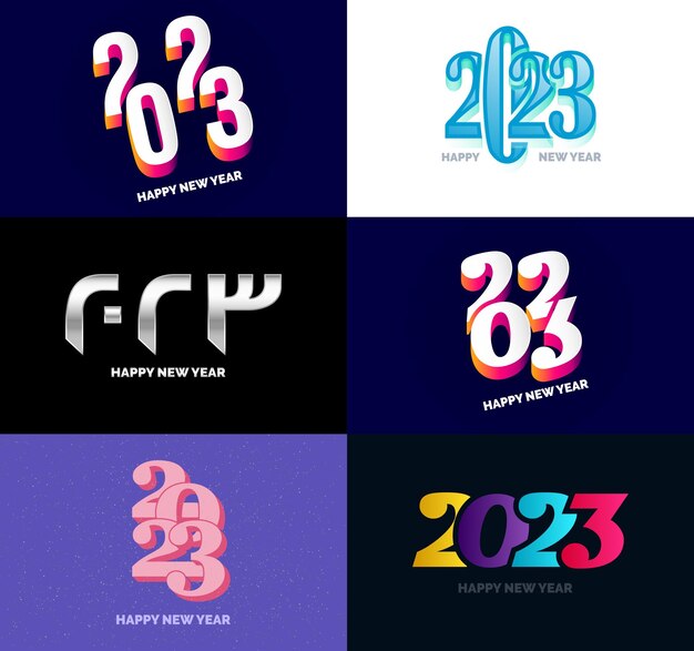 Gran colección de símbolos de Feliz Año Nuevo 2023 Portada del diario de negocios para 2023 con deseos