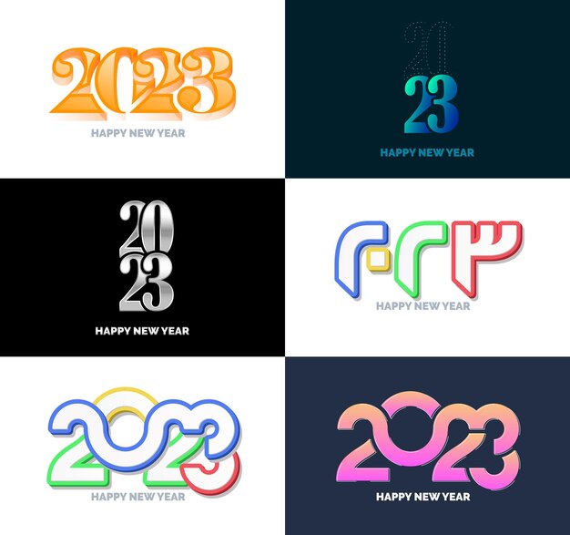 Gran colección de símbolos de Feliz Año Nuevo 2023 Portada del diario de negocios para 2023 con deseos