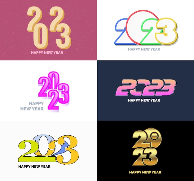 Vector gratuito gran colección de símbolos de feliz año nuevo 2023 portada del diario de negocios para 2023 con deseos