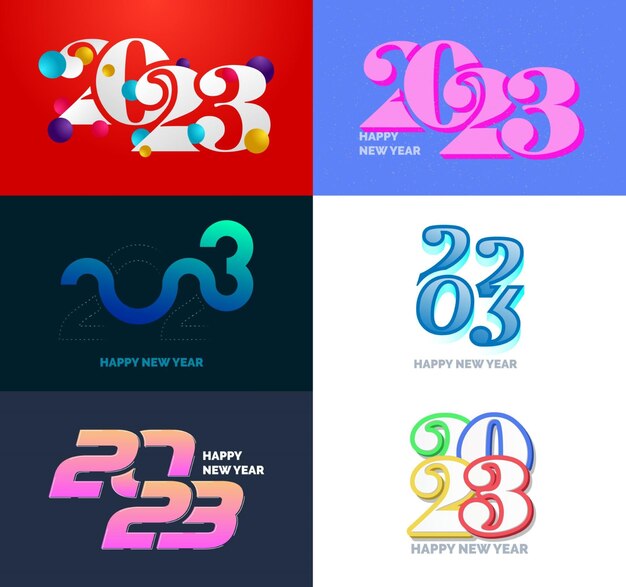 Gran colección de símbolos de Feliz Año Nuevo 2023 Portada del diario de negocios para 2023 con deseos