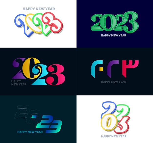 Gran colección de símbolos de Feliz Año Nuevo 2023 Portada del diario de negocios para 2023 con deseos