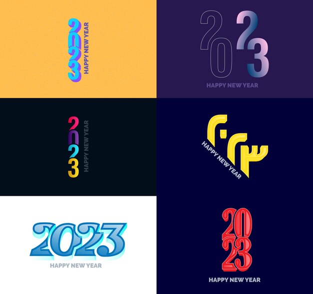 Gran colección de símbolos de Feliz Año Nuevo 2023 Portada del diario de negocios para 2023 con deseos