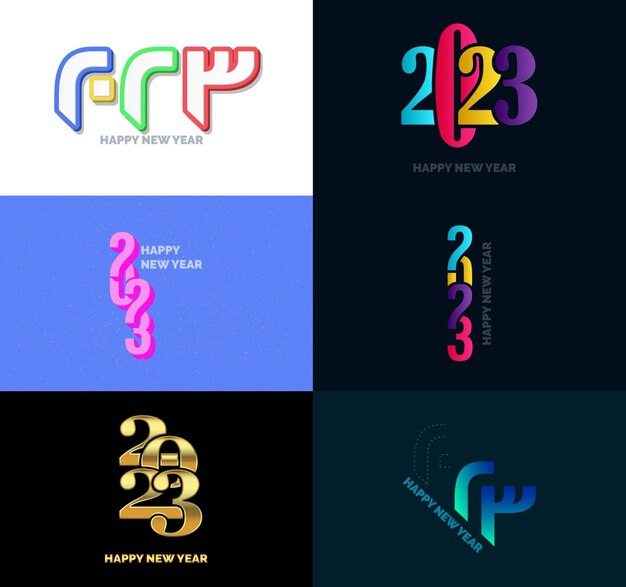 Gran conjunto de 2023 Diseño de texto de logotipo de feliz año nuevo 2023 Plantilla de diseño de número Vector Ilustración de año nuevo