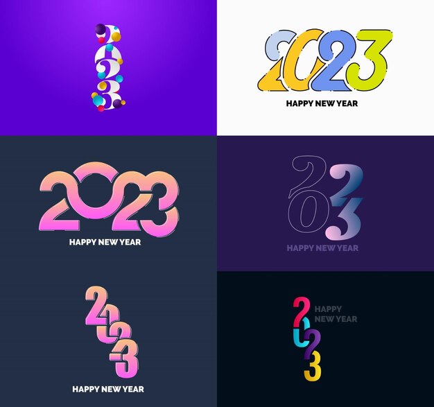 Gran conjunto de 2023 diseño de texto de logotipo de feliz año nuevo 2023 plantilla de diseño de número vector ilustración de año nuevo