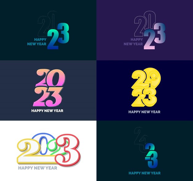 Gran conjunto de 2023 Diseño de texto de logotipo de feliz año nuevo 2023 Plantilla de diseño de número Vector Ilustración de año nuevo