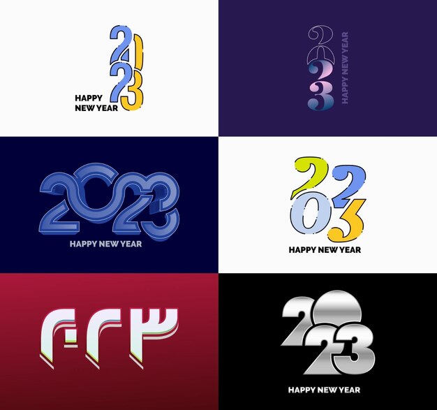 Gran conjunto de 2023 Diseño de texto de logotipo de feliz año nuevo 2023 Plantilla de diseño de número Vector Ilustración de año nuevo