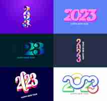 Vector gratuito gran conjunto de 2023 diseño de texto de logotipo de feliz año nuevo 2023 plantilla de diseño de número vector ilustración de año nuevo