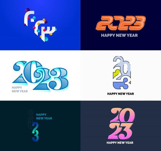 Gran conjunto de 2023 Diseño de texto de logotipo de feliz año nuevo 2023 Plantilla de diseño de número Vector Ilustración de año nuevo
