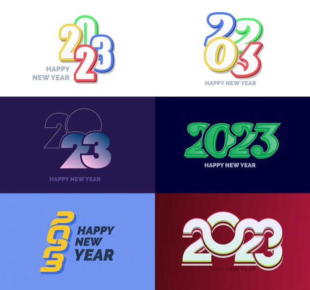 Gran conjunto de 2023 Diseño de texto de logotipo de feliz año nuevo 2023 Plantilla de diseño de número Vector Ilustración de año nuevo