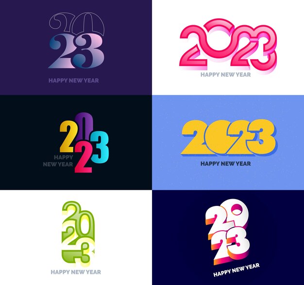Gran conjunto de 2023 Diseño de texto de logotipo de feliz año nuevo 2023 Plantilla de diseño de número Vector Ilustración de año nuevo