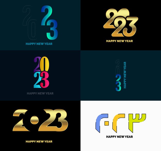 Gran conjunto de 2023 Diseño de texto de logotipo de feliz año nuevo 2023 Plantilla de diseño de número Vector Ilustración de año nuevo