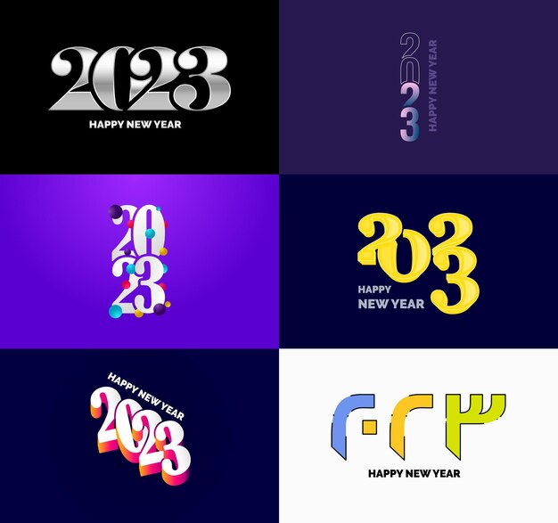 Gran conjunto de 2023 Diseño de texto de logotipo de feliz año nuevo 2023 Plantilla de diseño de número Vector Ilustración de año nuevo