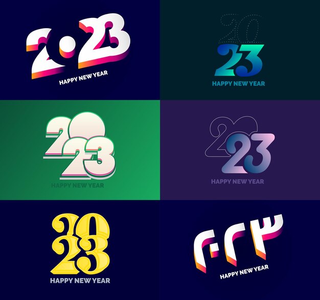 Gran conjunto de 2023 Diseño de texto de logotipo de feliz año nuevo 2023 Plantilla de diseño de número Vector Ilustración de año nuevo
