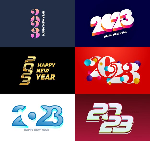 Gran conjunto de 2023 Diseño de texto de logotipo de feliz año nuevo 2023 Plantilla de diseño de número Vector Ilustración de año nuevo