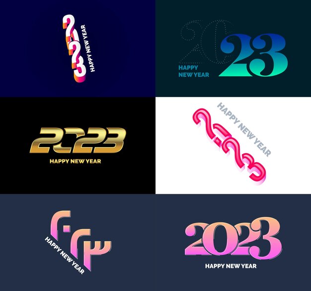 Gran conjunto de 2023 Diseño de texto de logotipo de feliz año nuevo 2023 Plantilla de diseño de número Vector Ilustración de año nuevo