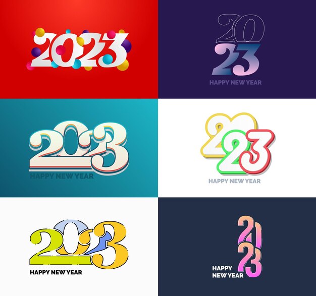 Gran conjunto de 2023 Diseño de texto de logotipo de feliz año nuevo 2023 Plantilla de diseño de número Vector Ilustración de año nuevo
