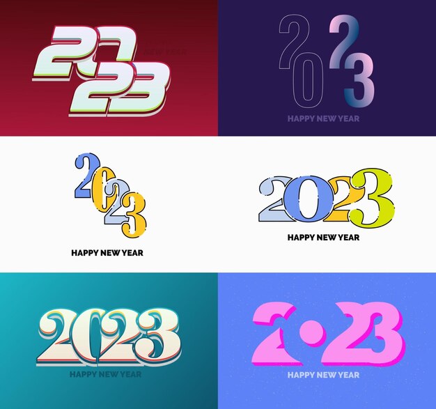 Gran conjunto de 2023 Diseño de texto de logotipo de feliz año nuevo 2023 Plantilla de diseño de número Vector Ilustración de año nuevo