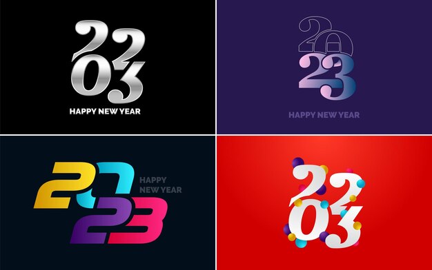 Gran conjunto de 2023 Diseño de texto de logotipo de feliz año nuevo Plantilla de diseño de número 2023 Colección de símbolos de Feliz año nuevo 2023 Ilustración de vector de año nuevo