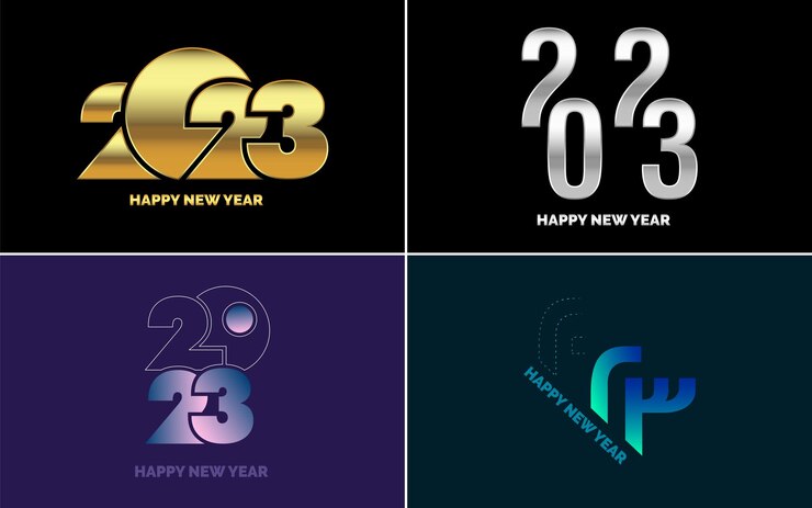 Vector gratuito gran conjunto de 2023 diseño de texto de logotipo de feliz año nuevo plantilla de diseño de número 2023 colección de símbolos de feliz año nuevo 2023 ilustración de vector de año nuevo