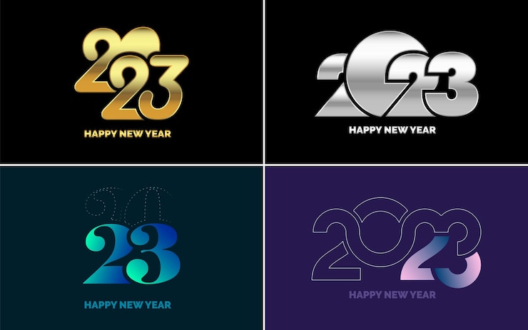 Vector gratuito gran conjunto de 2023 diseño de texto de logotipo de feliz año nuevo plantilla de diseño de número 2023 colección de símbolos de feliz año nuevo 2023 ilustración de vector de año nuevo