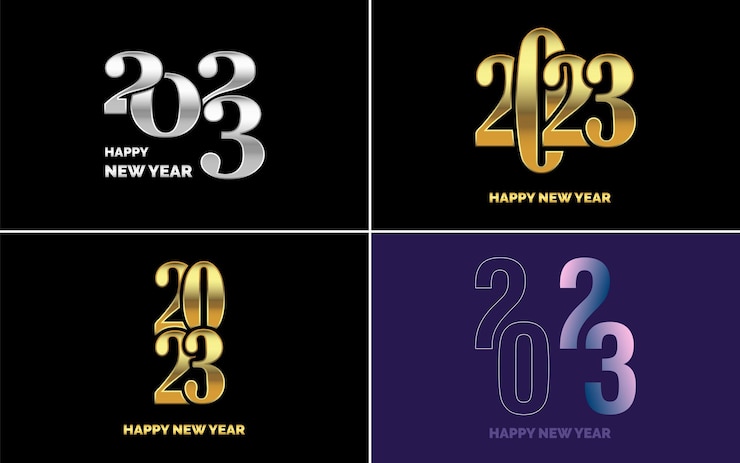 Vector gratuito gran conjunto de 2023 diseño de texto de logotipo de feliz año nuevo plantilla de diseño de número 2023 colección de símbolos de feliz año nuevo 2023 ilustración de vector de año nuevo