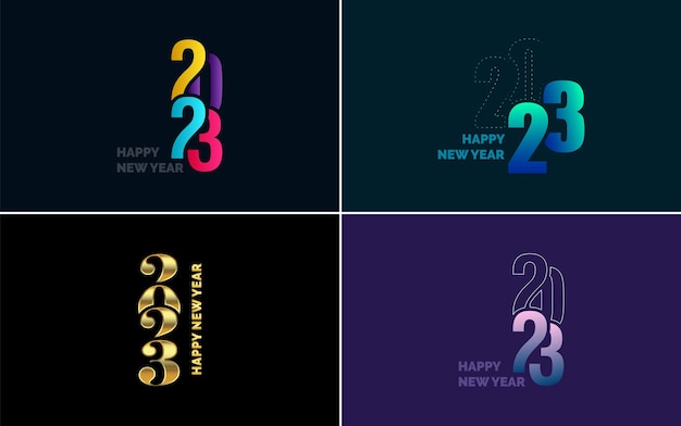 Vector gratuito gran conjunto de 2023 diseño de texto de logotipo de feliz año nuevo plantilla de diseño de número 2023 colección de símbolos de feliz año nuevo 2023 ilustración de vector de año nuevo