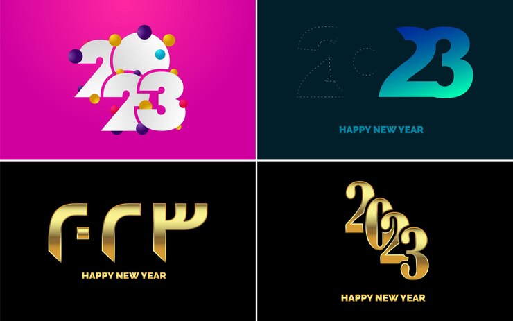 Vector gratuito gran conjunto de 2023 diseño de texto de logotipo de feliz año nuevo plantilla de diseño de número 2023 colección de símbolos de feliz año nuevo 2023 ilustración de vector de año nuevo