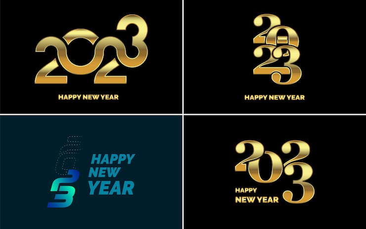 Vector gratuito gran conjunto de 2023 diseño de texto de logotipo de feliz año nuevo plantilla de diseño de número 2023 colección de símbolos de feliz año nuevo 2023 ilustración de vector de año nuevo