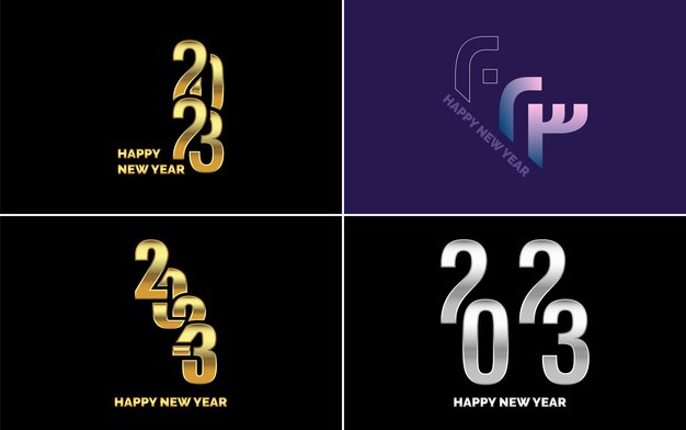 Gran conjunto de 2023 Diseño de texto de logotipo de feliz año nuevo Plantilla de diseño de número 2023 Colección de símbolos de Feliz año nuevo 2023 Ilustración de vector de año nuevo