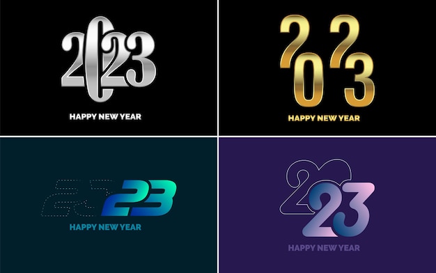 Vector gratuito gran conjunto de 2023 diseño de texto de logotipo de feliz año nuevo plantilla de diseño de número 2023 colección de símbolos de feliz año nuevo 2023 ilustración de vector de año nuevo