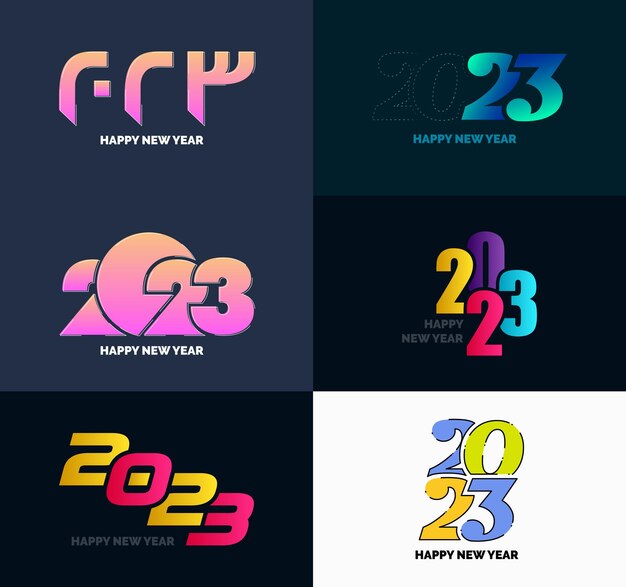 Gran conjunto de 2023 Feliz año nuevo diseño de texto de logotipo 2023 plantilla de diseño de número