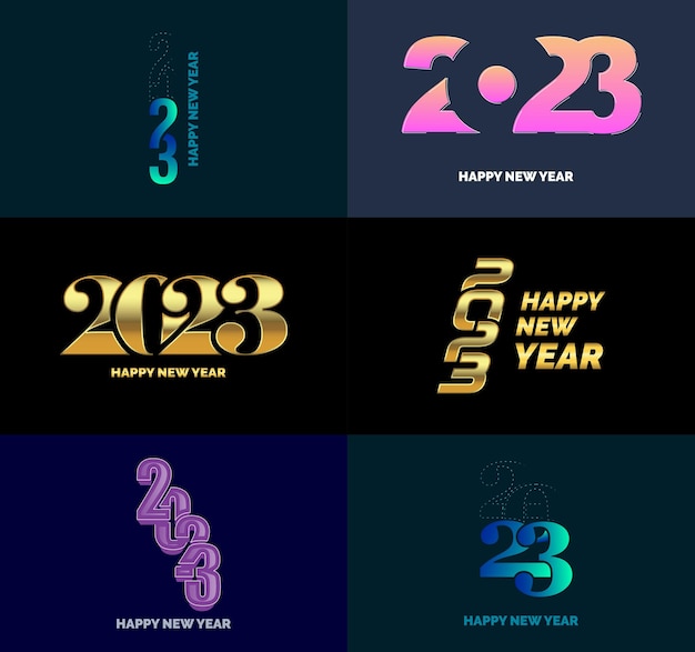 Vector gratuito gran conjunto de 2023 feliz año nuevo diseño de texto de logotipo 2023 plantilla de diseño de número