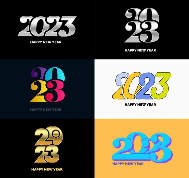 Gran conjunto de 2023 Feliz año nuevo diseño de texto de logotipo 2023 plantilla de diseño de número