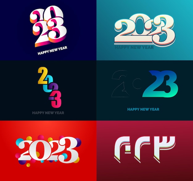 Gran conjunto de 2023 feliz año nuevo diseño de texto de logotipo 2023 plantilla de diseño de número